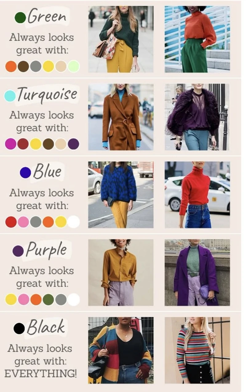 Gợi ý quy tắc phối màu quần áo nữ tôn da tôn dáng